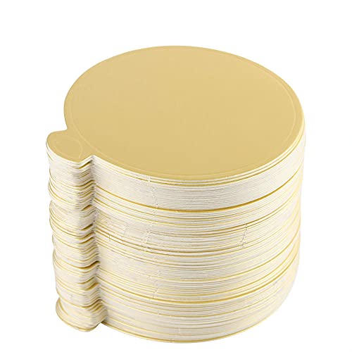 GYZOUKA 100 Stcs Runde Golden Cake Boards 3.54x3.54x0,04 Zoll Mousse Cupcake Basis Dessert Displays Tablett von GYZOUKA