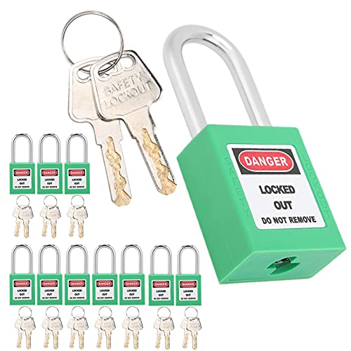 GYZOUKA 10Sets 38mm Lockout -Tagout -Schloss, Sicherheitsvorhängeschloss für Elektrische Sperr -Tag -Out -Kits, Nylon -Isolationsdesign Vorhängeschloss mit 20 Schlüssel (Grün) von GYZOUKA