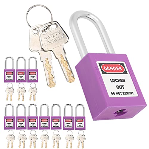 GYZOUKA 10Sets 38mm Lockout -Tagout -Schloss, Sicherheitsvorhängeschloss für Elektrische Sperr -Tag -Out -Kits, Nylon -Isolationsdesign Vorhängeschloss mit 20 Schlüssel (Lila) von GYZOUKA