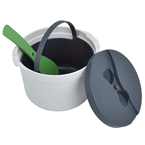 GYZOUKA 2L Mikrowave -Reiskocher Küchenkochgeschirrs Lebensmittelpp -Material mit Reisschaufel -Deckelschlag Dampftopf für Alle Mikrowellen (Grün) von GYZOUKA