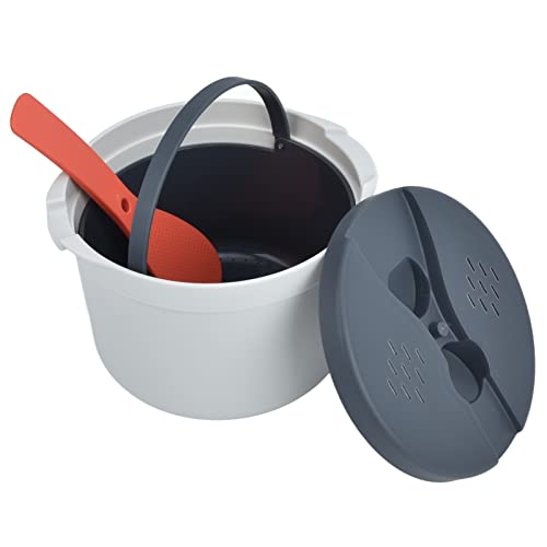 GYZOUKA 2L Mikrowave -Reiskocher Küchenkochgeschirrs Lebensmittelpp -Material mit Reisschaufel -Deckelschlag Dampftopf für Alle Mikrowellen (Orange) von GYZOUKA