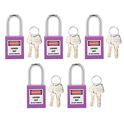 GYZOUKA 5 Sicherheitsvorhängeschlösser Lockout Tagout Loto Kit mit 10 Tasten Beschreibbarer Etikett für Maschinengebäude Industrial Electrical Lockout Tag Out Kits (Lila) von GYZOUKA