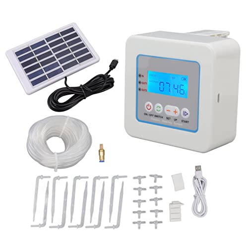 GYZOUKA Automatisches Tropfbewässerungs -Kit Micro Tropfbewässerungssystem Solar USB -programmierbarer Timer mit LED -Display für Gartenrasen Terrasse GYZOUKA Automatisches Tropfbewässerungs -Kit Micro Tropfbewässerungssystem Solar USB -programmierbarer Timer mit LED -Display für Gartenrasen Terrasse von GYZOUKA