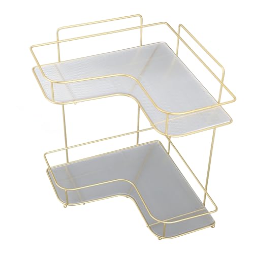 GYZOUKA Eckbadezimmerregal Ecke Organizer Regal Acryleisen Große Kapazität Einstellbare Tierhöhenabstand für Toilettenküchenbad Aufbewahrung mit Robustem Metallrahmen (Doppelschicht des von GYZOUKA