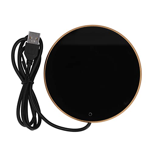GYZOUKA Kaffeewärmer für Schreibtisch USB -Kerze 55 ° C Konstante Temperatur Becher Wärmer mit Geschmiedeter Glasscheibe für Home Office Travel (Gold) von GYZOUKA