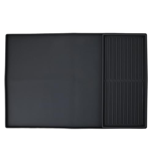 GYZOUKA Silikonkaffeematte 61 X 40,5 Cm Kaffeemaschine Bar Matte Wärme Isolierung Trockenpolster und Tropfschale für Küchenarbeitsplatte (Schwarz) von GYZOUKA