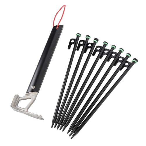 GYZOUKA Zelteinsätze 30 cm Campingseilstifte mit 4m Outdoor -Guy -Linien Zeltkabel Bag Baldachin Clips Hammer Zum Wandern (Khaki Farbe) von GYZOUKA