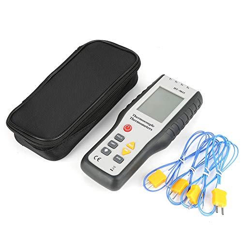 HT-9815 Digital Thermometer Temperaturmesser 4-Kanal K-Typ-Thermoelementsensor mit Hintergrundbeleuchtung LCD-Anzeige für Celsius Fahrenheit Kelvin-Umwandlung von GYZOUKA