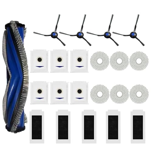 GYing 22 Stück Zubehörset für ECOVACS DEEBOT T30 PRO Omni(Farbe Silber), 1 Gummi-Hauptbürste,5 Filters,6 Wischtücher,4 Seitenbürsten,6 Staubbeutel von GYing