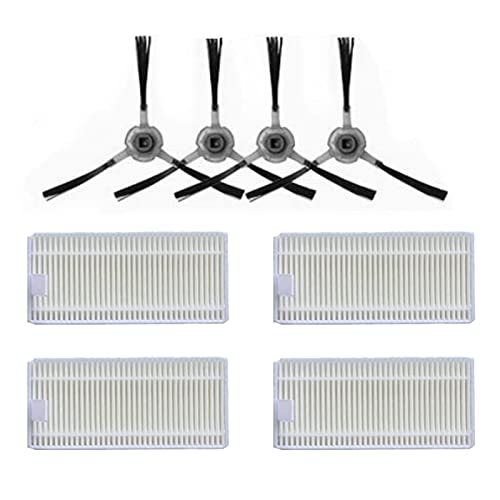 GYing Ersatz-Zubehör-Set für Lefant F1 Roboter-Staubsauger, 4 x Seitenbürste + 4 x HEPA-Filter von GYing