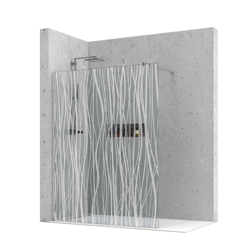 Walk-In Duschwand – 8mm – Maßanfertigung – Madras Fili Maté – 45° Stabistange – ESG Sicherheitsglas Duschabtrennung – rahmenloses Design – Duschwand für Badewanne oder bodeneben – DIN EN 12150 von GZ Ambient