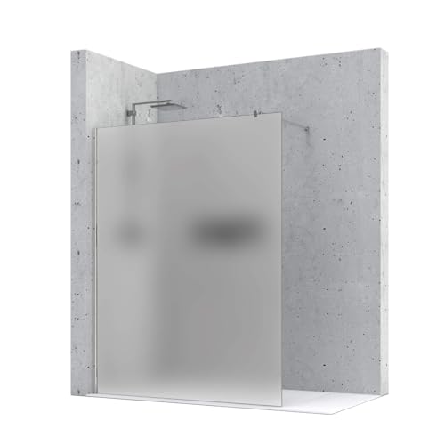 Walk-In Duschwand – 8mm – Maßanfertigung – satiniert – 45° Stabistange – ESG Sicherheitsglas Duschabtrennung – rahmenloses Design – Duschwand für Badewanne oder bodeneben – DIN EN 12150 von GZ Ambient