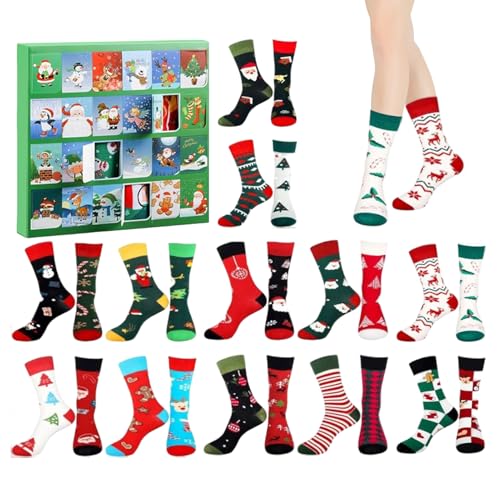 Christmas Socks Countdown Calendar Advent - 24 Days Holiday Countdown Calendar - Holiday Winter Unisex Socks 12 Pairs for Women Men Indoor Party Favors Christmas Socks Countdown Calendar Advent - 24 Days Holiday Countdown Calendar - Holiday Winter Unisex Socks 12 Pairs for Women Men Indoor Party Favors von GZBMEZS