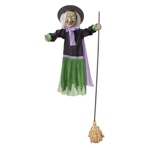 Fliegende Hexe - Gruselige Schwebende Hexe Halloween Deko,Sensoraktivierte Halloween Dekoration Mit Geräuschen Für Außenbereich Gartenfest Party von GZBMEZS