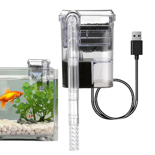 GZBMEZS Aquariumfilter, Aquariumfilterpumpe, Hängender Aquariumfilter, Leise, externer USB-Tankfilter, hängender für Fisch- und Schildkrötenbecken, sauberes Wasser von GZBMEZS