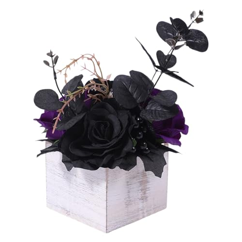 GZBMEZS Halloween Blumenarrangement, Holzvase - Gothic -Stil, Tag Der Toten Künstlichen Schwarzen Blumen Bouquet Mit Mittelstücken Dekorationen Für Hotelwohnheime Geschäfte GZBMEZS Halloween Blumenarrangement, Holzvase - Gothic -Stil, Tag Der Toten Künstlichen Schwarzen Blumen Bouquet Mit Mittelstücken Dekorationen Für Hotelwohnheime Geschäfte von GZBMEZS