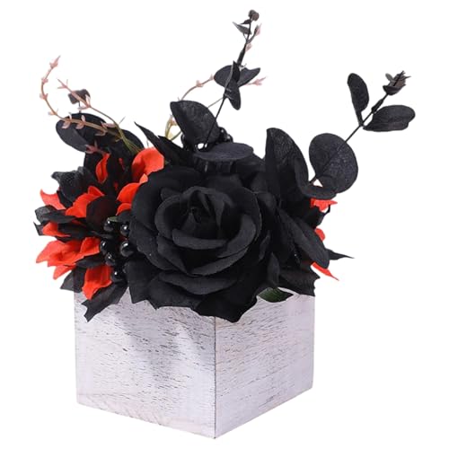 GZBMEZS Halloween Blumenarrangement, Holzvase - Gothic -Stil, Tag Der Toten Künstlichen Schwarzen Blumen Bouquet Mit Mittelstücken Dekorationen Für Hotelwohnheime Geschäfte GZBMEZS Halloween Blumenarrangement, Holzvase - Gothic -Stil, Tag Der Toten Künstlichen Schwarzen Blumen Bouquet Mit Mittelstücken Dekorationen Für Hotelwohnheime Geschäfte von GZBMEZS