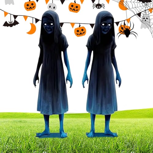 GZBMEZS Halloween-Hofschilder, Heringe aus Metall, gruseliges Rasenschild, 2 Stück, Halloween-Horror-Requisite für Spukhaus, Hof, Terrasse, , Karneval, Party, Rasen, Grasland von GZBMEZS