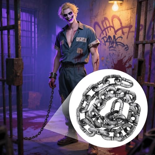 Halloween Ketten Deko | Ketten Attrappen | 1,5M Realistische Deko Für Draußen Friedhof Innen Gefängnis Gruselhaus Party Halloween von GZBMEZS