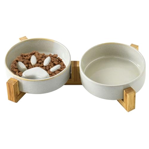 Hund Slow Feeder Napf,Süße Keramik Slow Feeder Und Wassernapf Set | Futternapf Und Trinknapf Zuhause Garten Camping von GZBMEZS