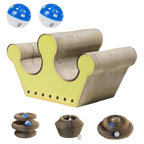 Katzenkratzer | Magnetisches Katzenkratzbrett | Kätzchenbett mit Ball gewellter Kratzpappe für Krallen Klettermöbel Indoor Outdoor Wohnzimmer Schlafzimmer Eckablage Zuhause von GZBMEZS