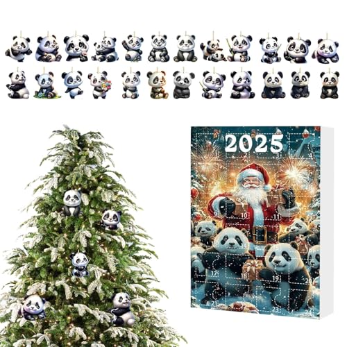Panda Weihnachten Advent, 24 Tage Panda Ornamente Countdown Kalender 2025, 2D Acryl Tier Ornamente für Weihnachtsbaum Fenster Wand Tür Auto Rückspiegel Rucksack Panda Weihnachten Advent, 24 Tage Panda Ornamente Countdown Kalender 2025, 2D Acryl Tier Ornamente für Weihnachtsbaum Fenster Wand Tür Auto Rückspiegel Rucksack von GZBMEZS