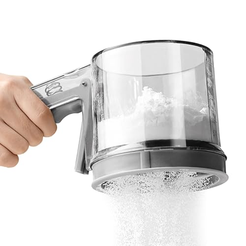 Sieb zum Backen, Handpresse, Kurbelsieb, Edelstahlsieb, halbautomatisch, Staubwedel für Kuchen, Zuhause, Küche, Restaurant, Utensilien, Zucker von GZBMEZS
