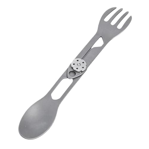 Titanium Rotierende Spork, Tragbare Camping-Wohnung, Im Freien 2-in-1 Faltbarer Löffel Und Gabel Für swanderungsgrills Rucksackfiknic Ficnic von GZBMEZS