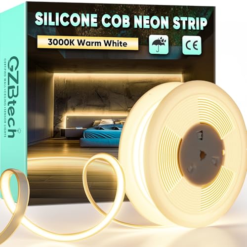 GZBtech AC 230V COB LED Streifen 10M, Silikon Warmweiss 3000K Wasserdicht 286LEDs/M Dimmbar Outdoor Neon Lichtleiste LED Strip Light für Schlafzimmer, Wand, Küche, Wohnzimmer,DIY Dekoration GZBtech AC 230V COB LED Streifen 10M, Silikon Warmweiss 3000K Wasserdicht 286LEDs/M Dimmbar Outdoor Neon Lichtleiste LED Strip Light für Schlafzimmer, Wand, Küche, Wohnzimmer,DIY Dekoration von GZBtech