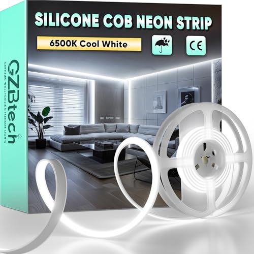 GZBtech AC 230V COB LED Streifen 1M, Silikon Weiß 6500K Wasserdicht 286LEDs/M Dimmbar Outdoor Neon Lichtleiste LED Strip Light für Schlafzimmer, Wand, Küche, Wohnzimmer,DIY Dekoration GZBtech AC 230V COB LED Streifen 1M, Silikon Weiß 6500K Wasserdicht 286LEDs/M Dimmbar Outdoor Neon Lichtleiste LED Strip Light für Schlafzimmer, Wand, Küche, Wohnzimmer,DIY Dekoration von GZBtech