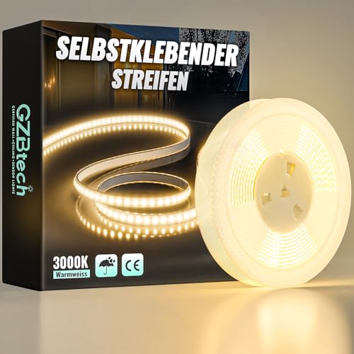 GZBtech Silikon LED Strip Light 10M, 230V 3000K Warmweiss LED Streifen Schrankbeleuchtung, kürzbar Selbstklebend LED Lichtband für Schlafzimmer Küchen Innen Außen Deko und Kommerzielle Nutzung von GZBtech