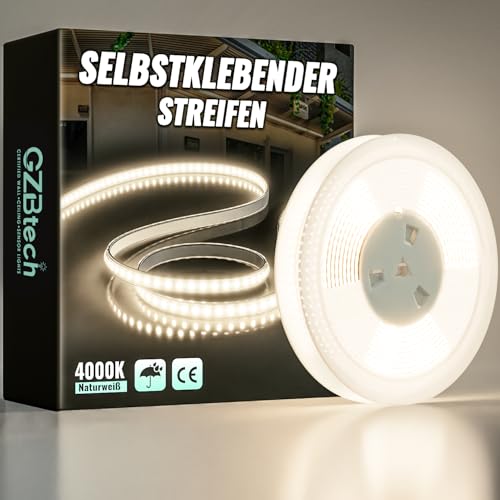 GZBtech Silikon LED Strip Light 10M, 230V 4000K Neutralweiß LED Streifen Schrankbeleuchtung, kürzbar Selbstklebend LED Lichtband für Schlafzimmer Küchen Innen Außen Deko und Kommerzielle Nutzung von GZBtech