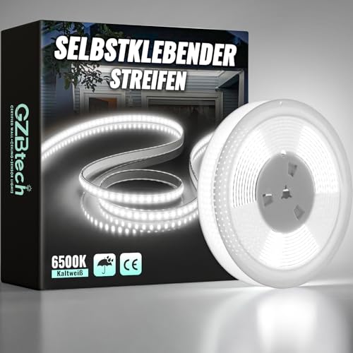 GZBtech Silikon LED Strip Light 10M, 230V 6500K Weiß LED Streifen Schrankbeleuchtung, kürzbar Selbstklebend LED Lichtband für Schlafzimmer Küchen Innen Außen Deko und Kommerzielle Nutzung von GZBtech