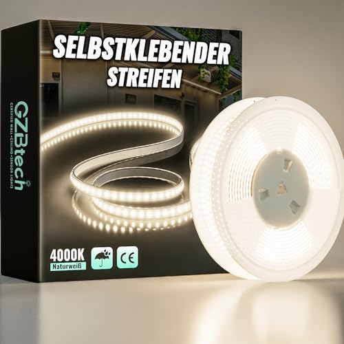 GZBtech Silikon LED Strip Light 15M, 230V 4000K Neutralweiß LED Streifen Schrankbeleuchtung, kürzbar Selbstklebend LED Lichtband für Schlafzimmer Küchen Innen Außen Deko und Kommerzielle Nutzung von GZBtech