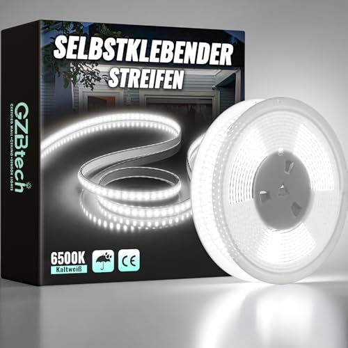 GZBtech Silikon LED Strip Light 15M, 230V 6500K Weiß LED Streifen Schrankbeleuchtung, kürzbar Selbstklebend LED Lichtband für Schlafzimmer Küchen Innen Außen Deko und Kommerzielle Nutzung von GZBtech