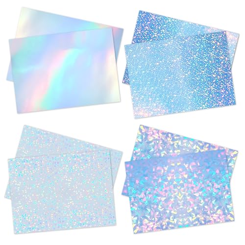 8 Blätter holographic stickers,Holographische Aufkleber,Aufkleber Irisierende Folie,Glitzerfolie Abziehbilder Fensterfolie,für DIY Handwerk Dekoration Adventskalender(4 Muster) von GZDAOXIA