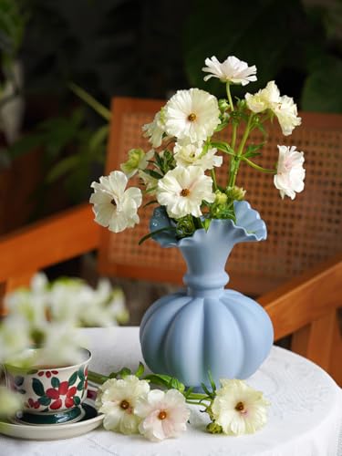 Blumenvase, Kürbis-Keramikvase, Keramikvase für Dekoration, Behälter für Blumen, Mittelstücke für Esstisch, für Wohnzimmer, Schreibtisch, Regaldekoration. (Blau) von GZDDYUMYJX