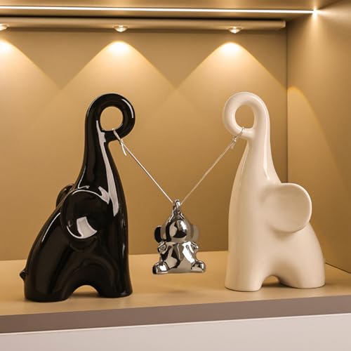 Elefanten Statue,Elefanten Deko Figuren,Moderne Keramik Dekor Statue,Glücks Elefant, für Bücherregal, Wohnzimmer,Büro,Tischregal Dekoration,Geschenk für Elefantenliebhaber (Familie der Drei Elefanten) von GZDDYUMYJX