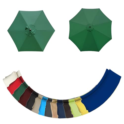 2 M/2,7 M/3 M - Ersatzdach Für Terrassenschirm - 6/8 Rippen Sonnenschirm Ersatzbezug, Ersatz-Sonnenschutzüberdachung, Anti-Ultraviolett, Wasserdicht (Color : Green, Size : 6 Ribs: 3m/9.8ft) von GZDXBF