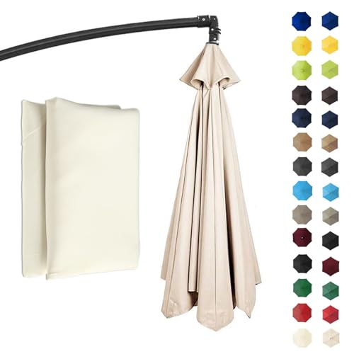 200 Cm/270 Cm/300 Cm Sonnenschirmbezug Ersatzbezug, Wasserdicht Gartenschirm Überdachung Abdeckung, 6 Streben Oder 8 Streben Ersatzbespannung Für Sonnenschirm ( Color : Off-white , Size : 8 ribs: 3m/9 von GZDXBF