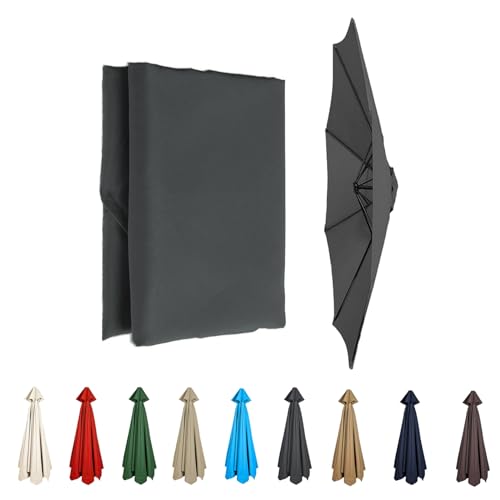Ersatzbespannung Ø 350cm-200cm Polyester 8/6 Streben Sonnenschirm Ersatzbezug Uv Schutz Windfest Strand Terrasse Garten Marktschirm Ersatzdach(Gray,8 RIBS/350CM(11.5FT)) von GZDXBF