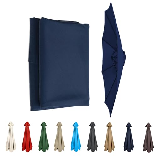 Ersatzbespannung Ø 350cm-200cm Polyester 8/6 Streben Sonnenschirm Ersatzbezug Uv Schutz Windfest Strand Terrasse Garten Marktschirm Ersatzdach(Navy Blue,8 RIBS/350CM(11.5FT)) von GZDXBF