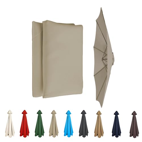 Ersatzbespannung Ø 350cm-200cm Polyester 8/6 Streben Sonnenschirm Ersatzbezug Uv Schutz Windfest Strand Terrasse Garten Marktschirm Ersatzdach(Top Color,8 RIBS/350CM(11.5FT)) von GZDXBF