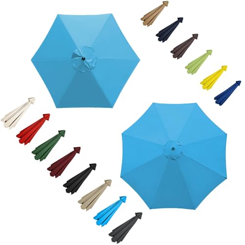 GZDXBF 200/270/300cm - Sonnenschirm Ersatzbezug - 6/8 Streben Ersatz Bezug Terrassenschirm - Strapazierfähiges Polyester (Color : Lake blue, Size : 6 ribs-2.7m(8.8ft)) von GZDXBF