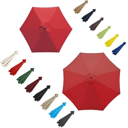 GZDXBF 200/270/300cm - Sonnenschirm Ersatzbezug - 6/8 Streben Ersatz Bezug Terrassenschirm - Strapazierfähiges Polyester (Color : Red, Size : 6 Ribs-2.7m(8.8ft)) von GZDXBF