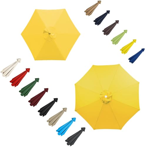 GZDXBF 200/270/300cm - Sonnenschirm Ersatzbezug - 6/8 Streben Ersatz Bezug Terrassenschirm - Strapazierfähiges Polyester (Color : Yellow, Size : 6 ribs-3m(9.8ft)) von GZDXBF