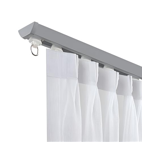 Selbstklebende Gardinenschiene Raumteilerschiene Duschvorhangschienen-Set Decken-/Wandmontage Deckenschiene Für Das Home Office(Gray,220cm-7.2ft(2 * 110cm)) von GZDXBF