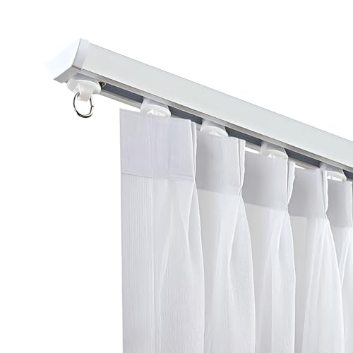 Selbstklebende Gardinenschiene Raumteilerschiene Duschvorhangschienen-Set Decken-/Wandmontage Deckenschiene Für Das Home Office(White,200cm-6.5ft(2 * 100cm)) von GZDXBF