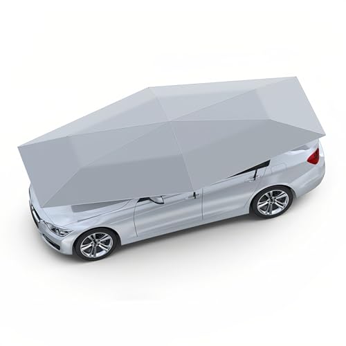 Universelles Car Tent, Beweglicher Carport, Tragbares Zusammenklappbares Tuch Im Freien, Uv-Schutz Mit Abnehmbarem Ladegerät, Auto-Schirmzelt (Color : Silver Grey-Semiautomatic, Size : 4.6M) von GZDXBF