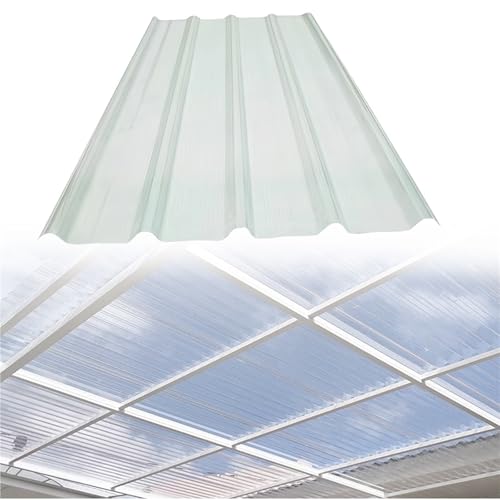 Wellblech FRP Dachplatten Transparente Lichtplatte, Klare Glasfaser Dachplatten Für Terrassenüberdachung, Gartenhaus, Regenfest(3pcs,150cm/4.9ft) von GZDXBF